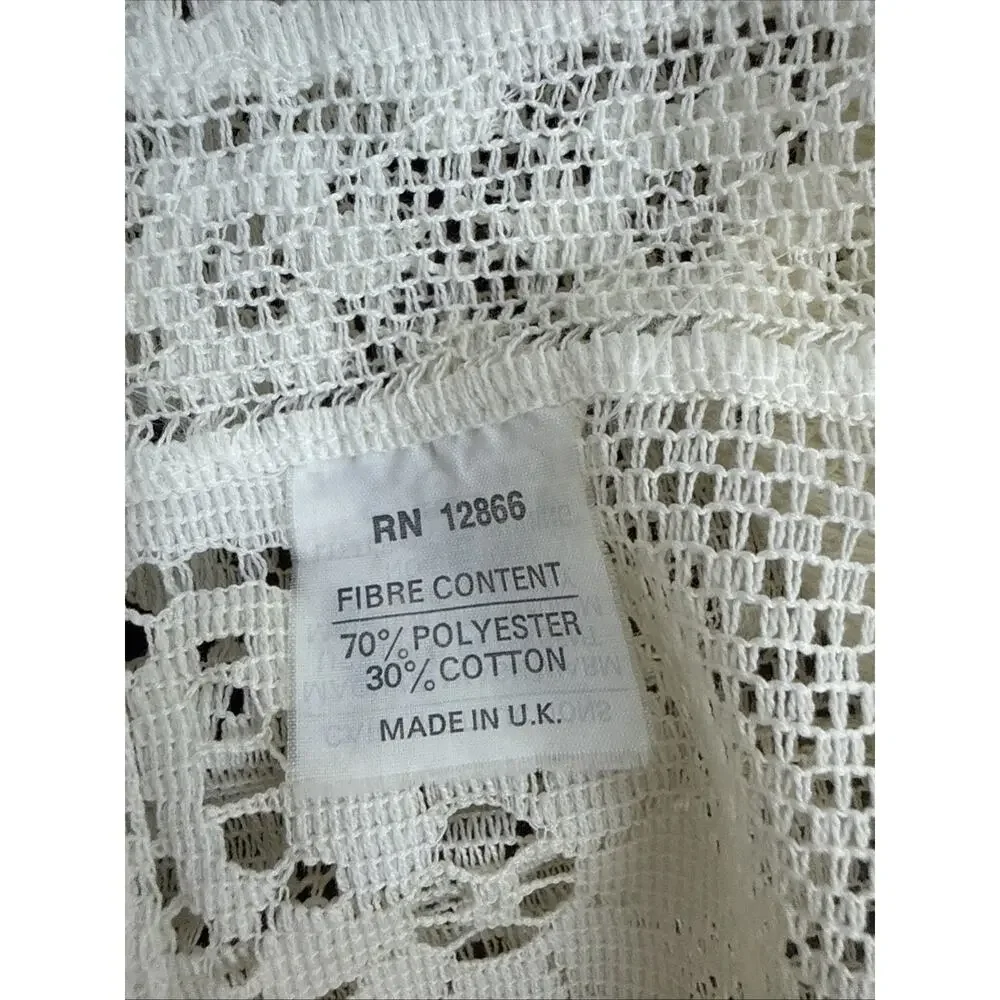 Vintage White Lace Window Valance Curtain Floral Rod Pocket Made in UK 53” x 19”